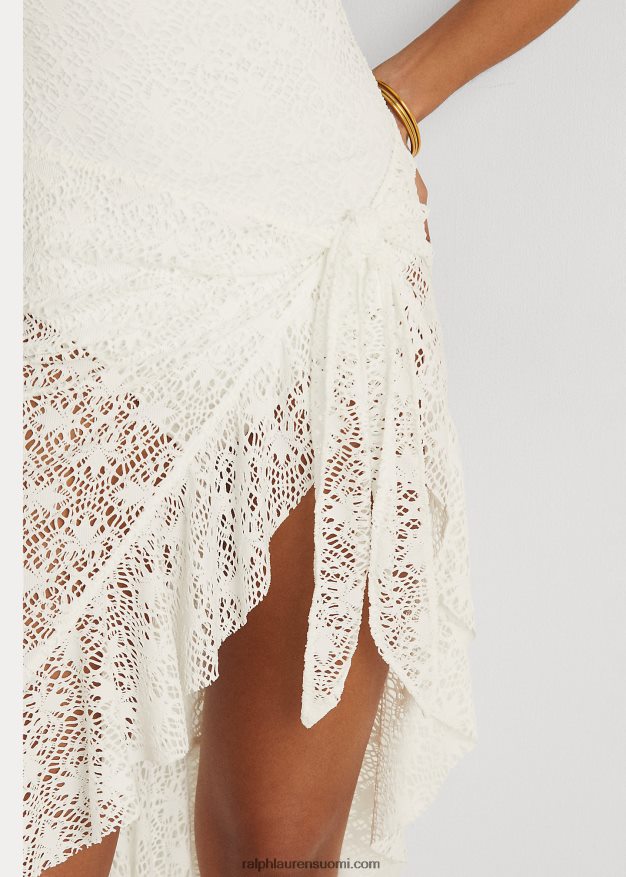 Ralph Lauren naiset röyhelöreunuksella virkattu käärehame 0Z24ZR9451 valkoinen
