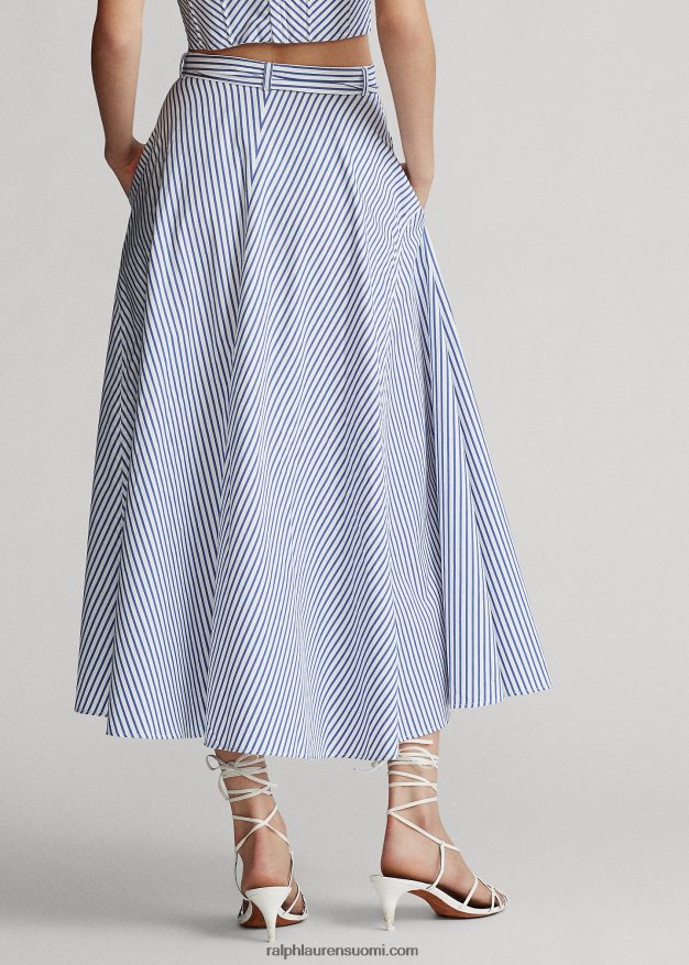 Ralph Lauren naiset raidallinen a-linjainen puuvillahame 0Z24ZR3005