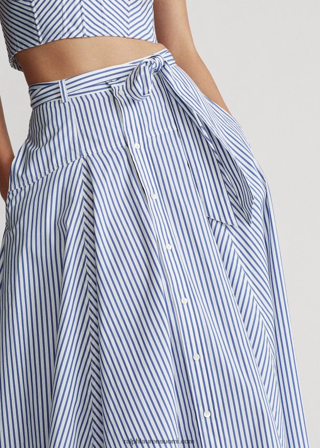 Ralph Lauren naiset raidallinen a-linjainen puuvillahame 0Z24ZR3005