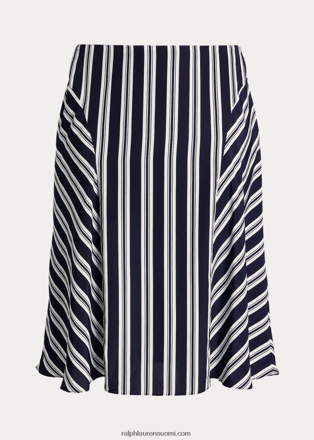 Ralph Lauren naiset raidallinen kreppihame 0Z24ZR4802 laivasto/valkoinen