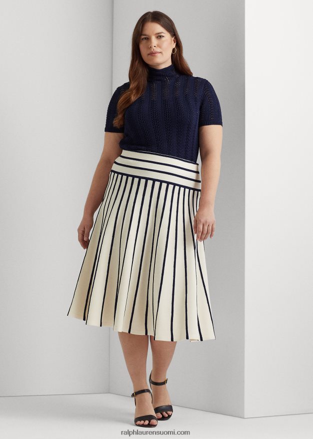 Ralph Lauren naiset raidallinen neulottu midihame 0Z24ZR4700