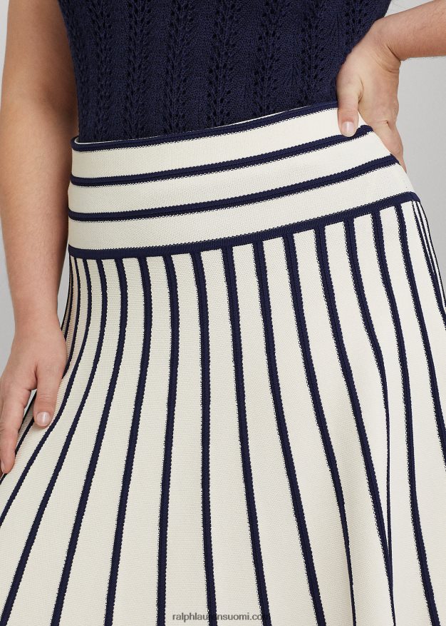 Ralph Lauren naiset raidallinen neulottu midihame 0Z24ZR4700