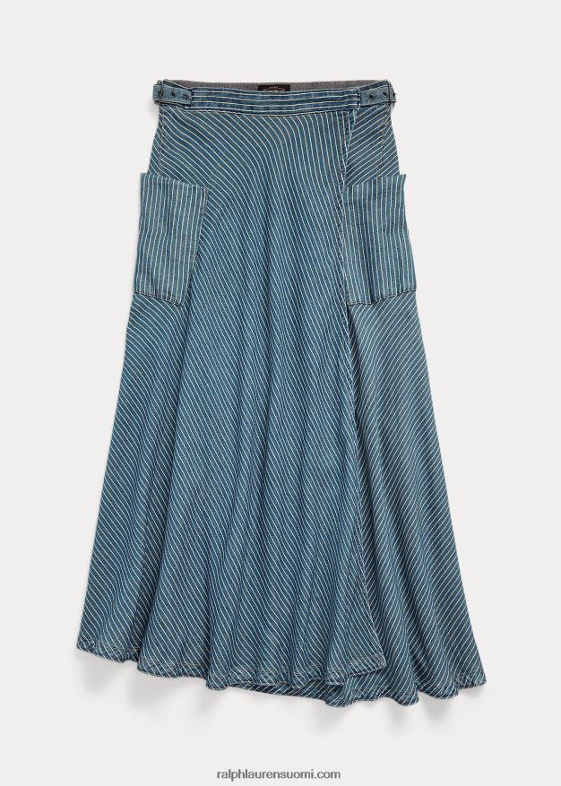 Ralph Lauren naiset raidallinen puuvilla-pellavahame 0Z24ZR3640