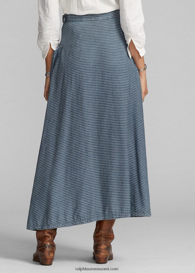 Ralph Lauren naiset raidallinen puuvilla-pellavahame 0Z24ZR3640