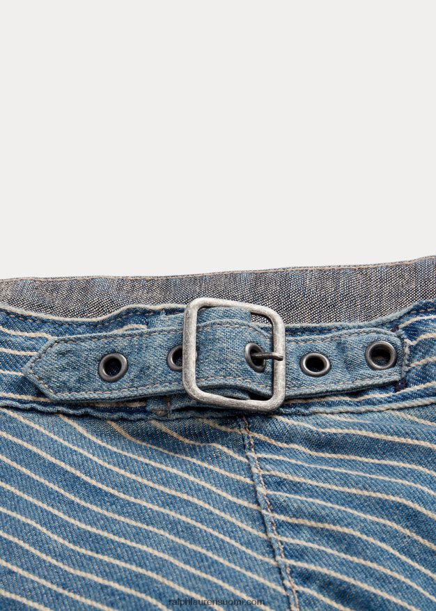 Ralph Lauren naiset raidallinen puuvilla-pellavahame 0Z24ZR3640