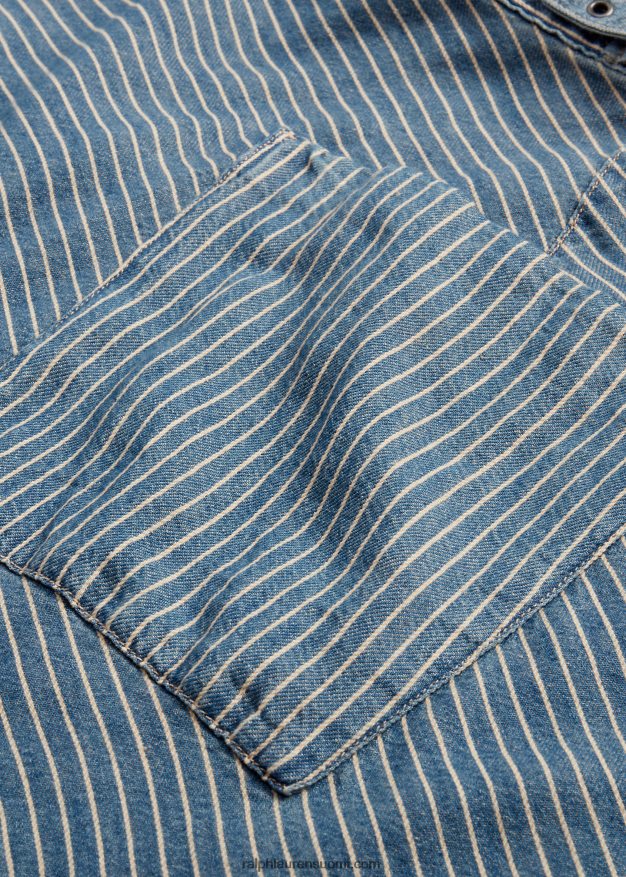 Ralph Lauren naiset raidallinen puuvilla-pellavahame 0Z24ZR3640