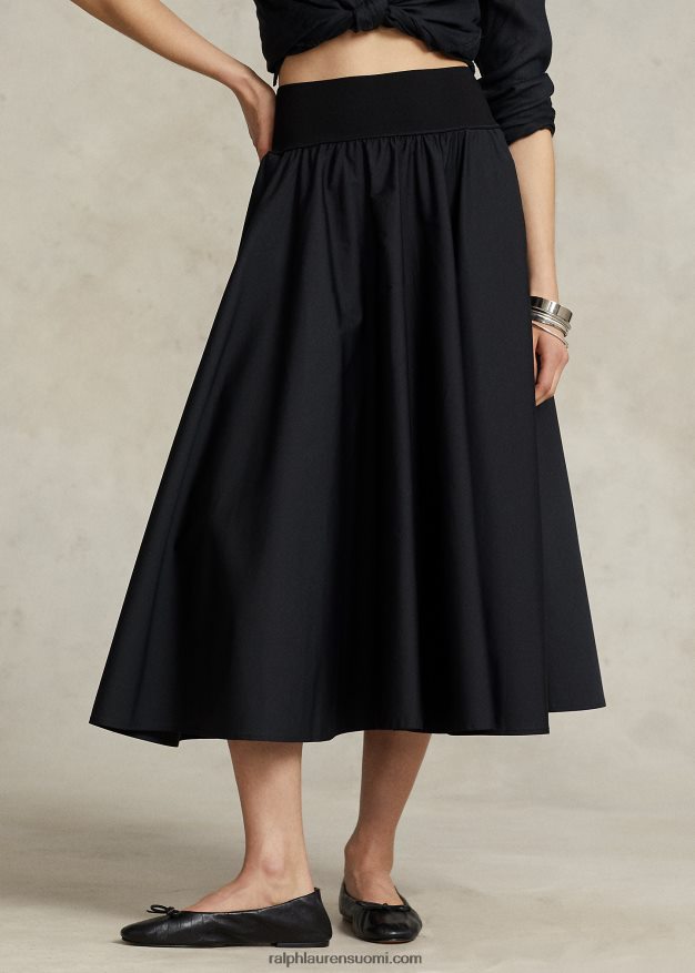 Ralph Lauren naiset shirred-yoke-linjainen hame 0Z24ZR2961 musta