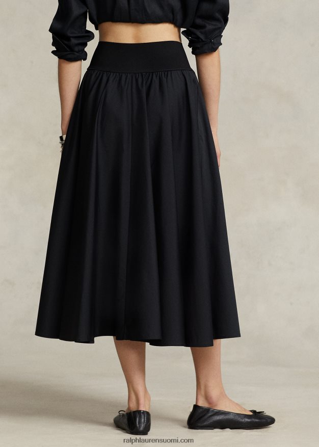 Ralph Lauren naiset shirred-yoke-linjainen hame 0Z24ZR2961 musta