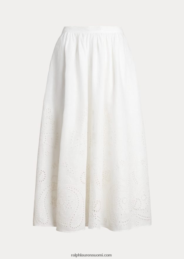 Ralph Lauren naiset silmukainen pellava midihame 0Z24ZR2997 valkoinen