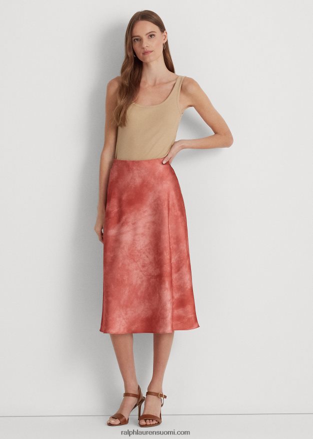 Ralph Lauren naiset solmittava satiinihame 0Z24ZR4307 punainen aurinkokivi multi