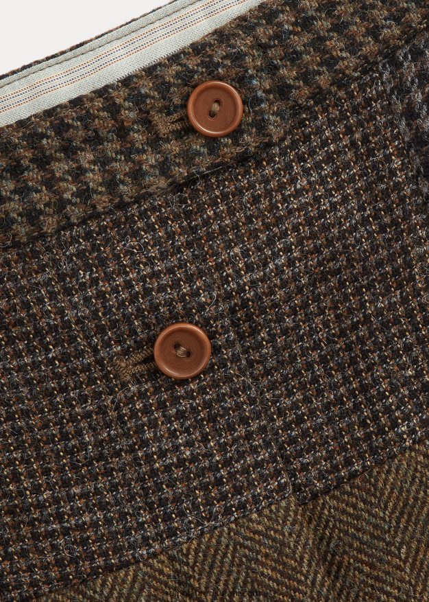 Ralph Lauren naiset tilkkumainen villa-puuvillahame 0Z24ZR3677 oliivi/hiili/rusketus moni