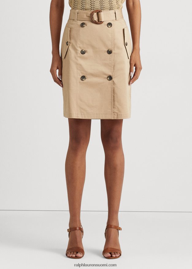 Ralph Lauren naiset vyöllinen mikrohiottu toimikas hame 0Z24ZR4092 koivunrusketus