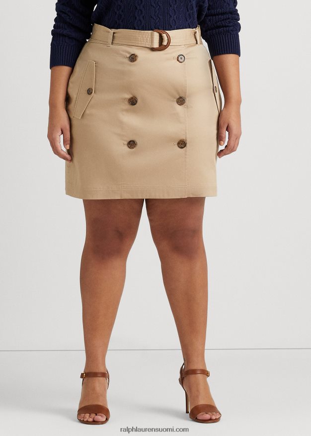 Ralph Lauren naiset vyöllinen mikrohiottu toimikas hame 0Z24ZR4671 koivunrusketus