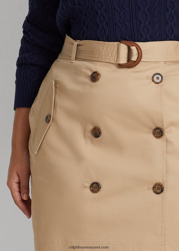 Ralph Lauren naiset vyöllinen mikrohiottu toimikas hame 0Z24ZR4671 koivunrusketus