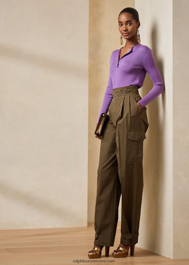 Ralph Lauren naiset Anniston puuvilla cargo housut 0Z24ZR9296 oliivi