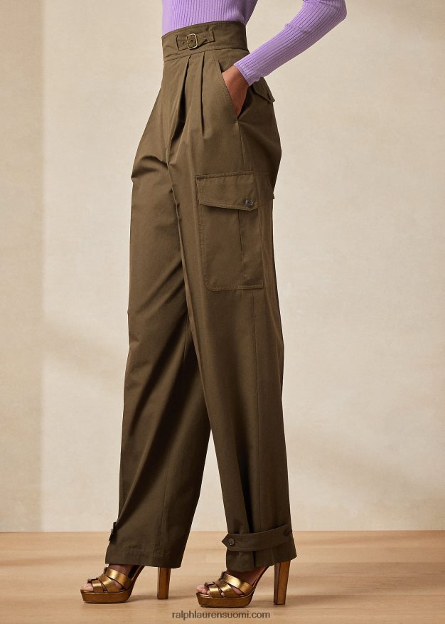 Ralph Lauren naiset Anniston puuvilla cargo housut 0Z24ZR9296 oliivi
