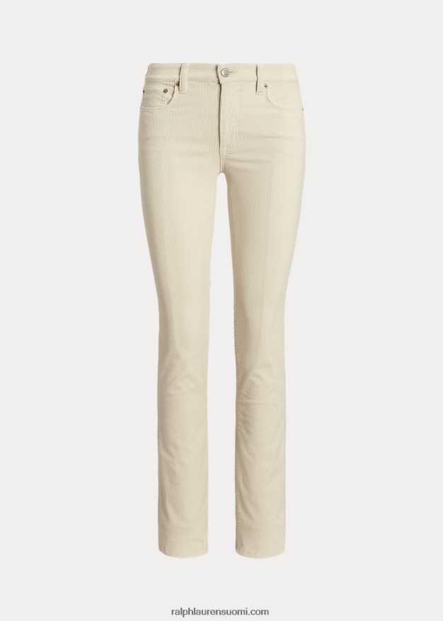 Ralph Lauren naiset Joustava vakosametti keskikorkeat suorat housut 0Z24ZR9504 mascarpone-kermaa
