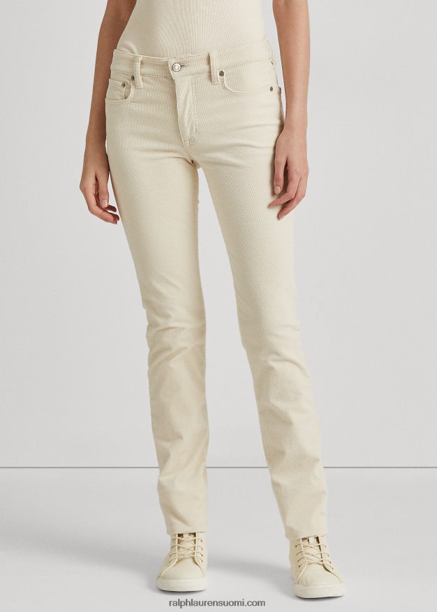 Ralph Lauren naiset Joustava vakosametti keskikorkeat suorat housut 0Z24ZR9504 mascarpone-kermaa