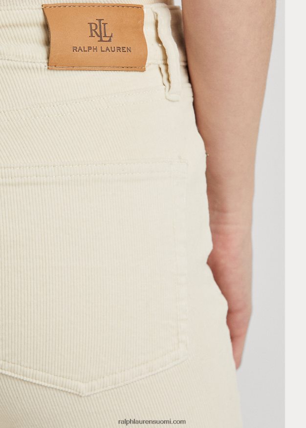 Ralph Lauren naiset Joustava vakosametti keskikorkeat suorat housut 0Z24ZR9504 mascarpone-kermaa