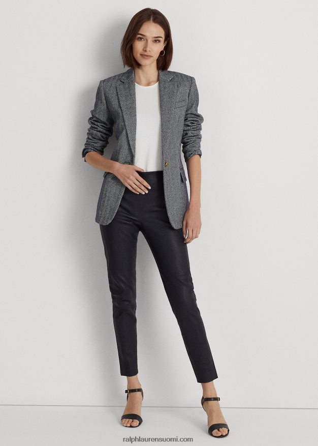 Ralph Lauren naiset Joustavat nahkaiset nilkkahousut 0Z24ZR4897 laivasto