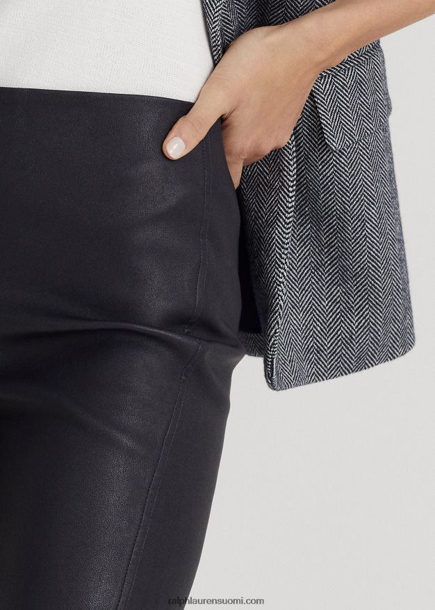 Ralph Lauren naiset Joustavat nahkaiset nilkkahousut 0Z24ZR9558 laivasto