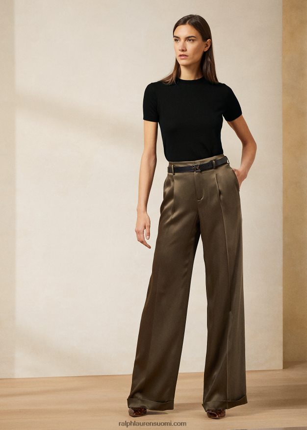 Ralph Lauren naiset acklie vasaratut satiinihousut 0Z24ZR9301 oliivi