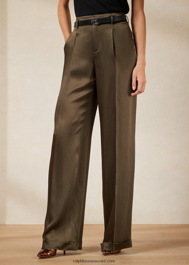 Ralph Lauren naiset acklie vasaratut satiinihousut 0Z24ZR9301 oliivi