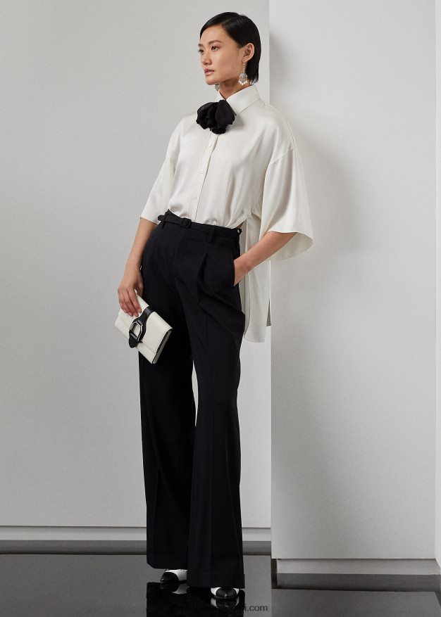 Ralph Lauren naiset acklie wool gabardiinihousut 0Z24ZR3530 musta