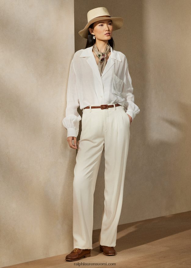 Ralph Lauren naiset acklie wool gabardiinihousut 0Z24ZR9276 kerma