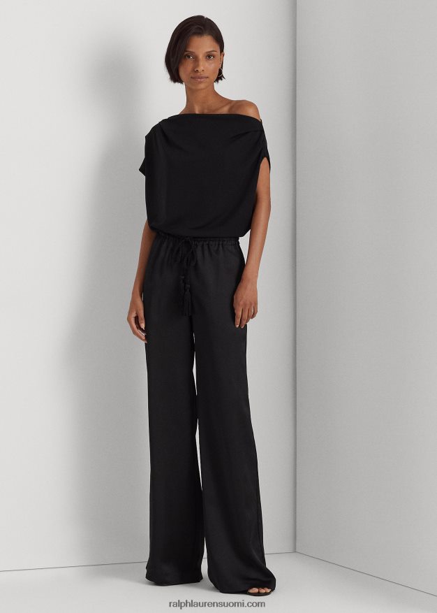 Ralph Lauren naiset charmeuse leveälahkeiset housut 0Z24ZR3891 musta