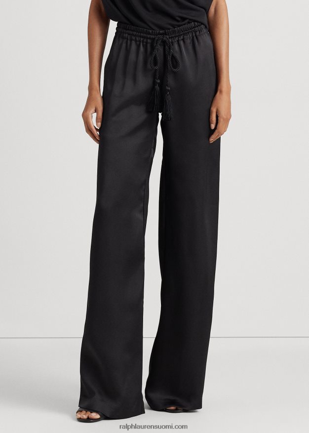 Ralph Lauren naiset charmeuse leveälahkeiset housut 0Z24ZR4334 musta