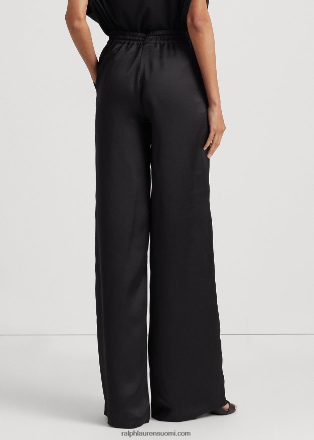 Ralph Lauren naiset charmeuse leveälahkeiset housut 0Z24ZR4334 musta