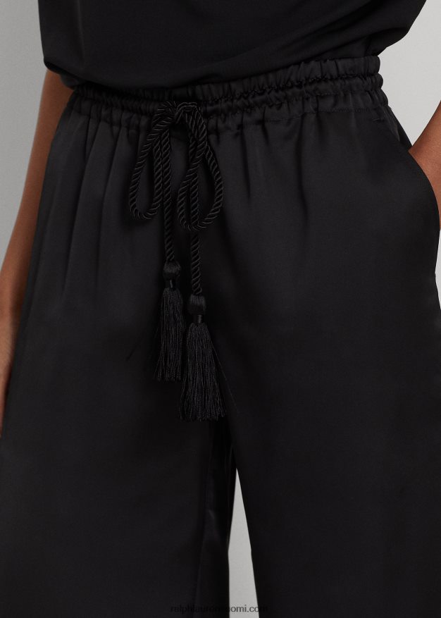 Ralph Lauren naiset charmeuse leveälahkeiset housut 0Z24ZR4334 musta