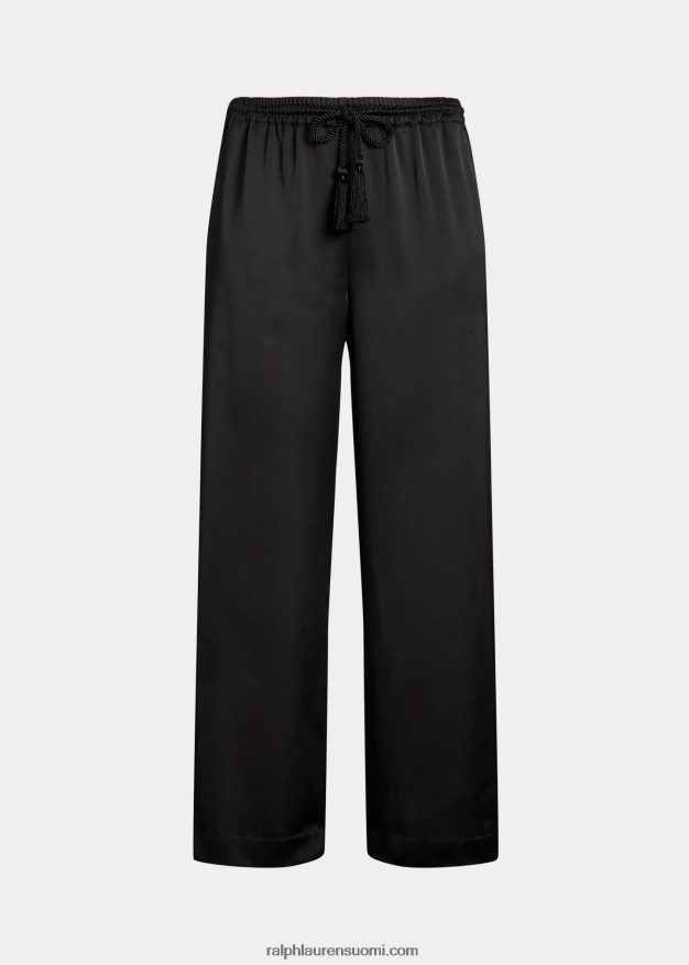 Ralph Lauren naiset charmeuse leveälahkeiset housut 0Z24ZR4565 musta