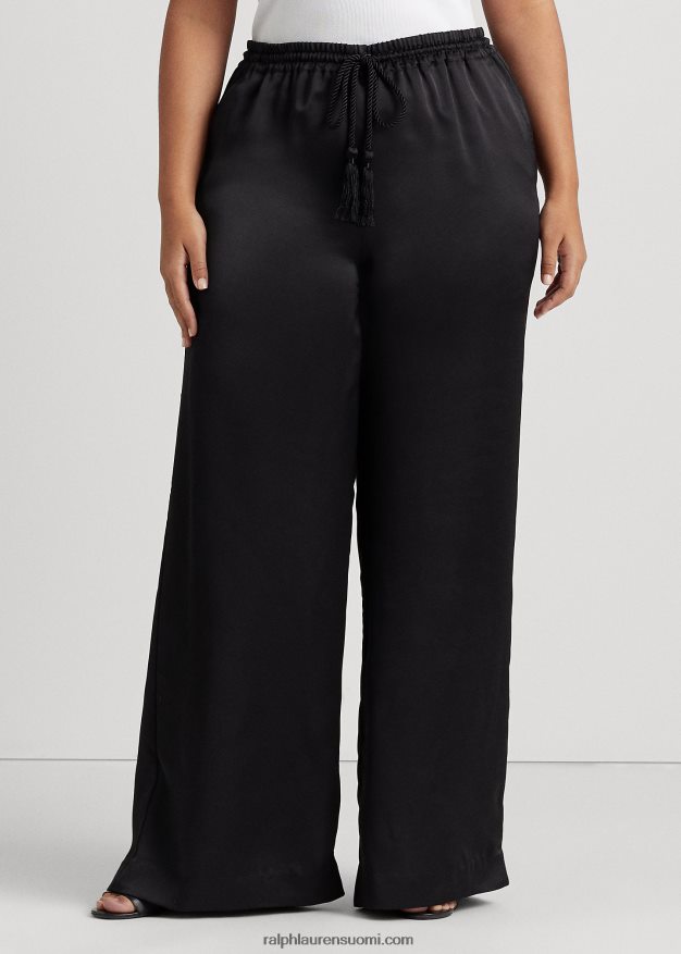 Ralph Lauren naiset charmeuse leveälahkeiset housut 0Z24ZR4565 musta