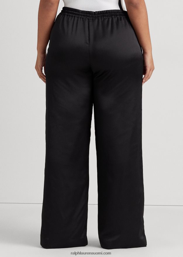 Ralph Lauren naiset charmeuse leveälahkeiset housut 0Z24ZR4565 musta