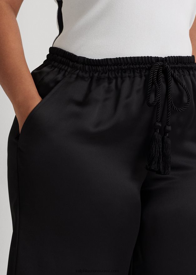 Ralph Lauren naiset charmeuse leveälahkeiset housut 0Z24ZR4565 musta