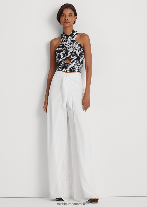 Ralph Lauren naiset edessä solmittava kreppihousu 0Z24ZR3888 valkoinen