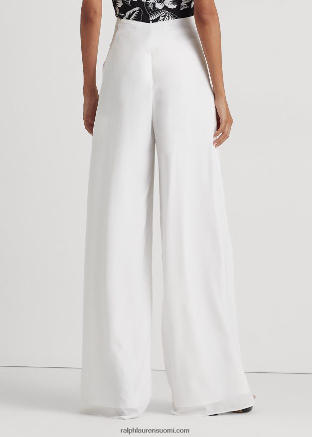 Ralph Lauren naiset edessä solmittava kreppihousu 0Z24ZR3888 valkoinen