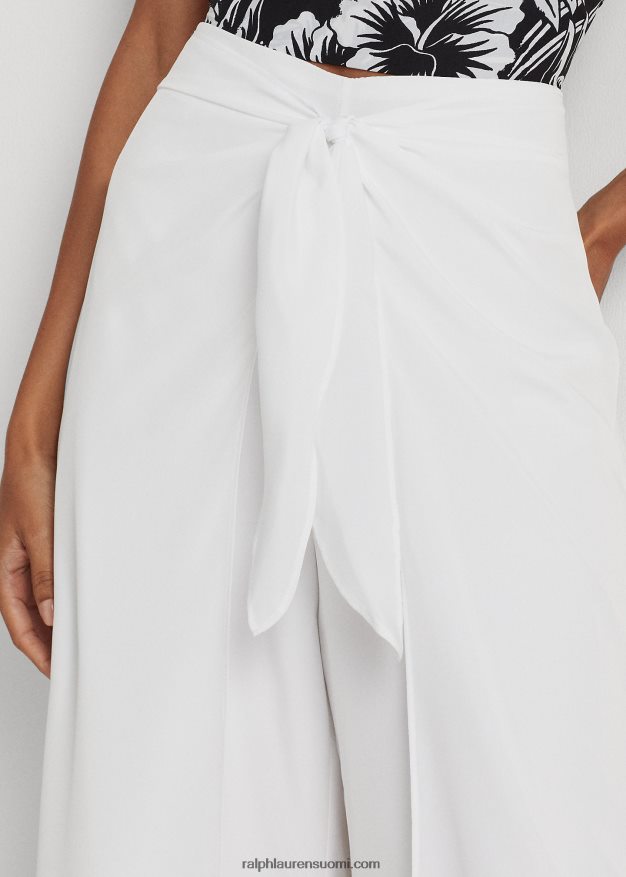 Ralph Lauren naiset edessä solmittava kreppihousu 0Z24ZR3888 valkoinen