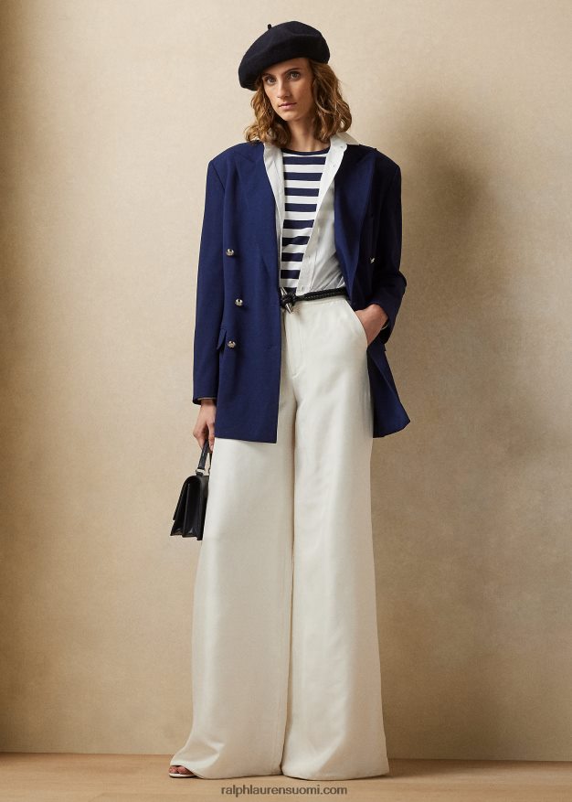 Ralph Lauren naiset elaine silk shantung leveälahkeiset housut 0Z24ZR3498 luonnonvalkoinen