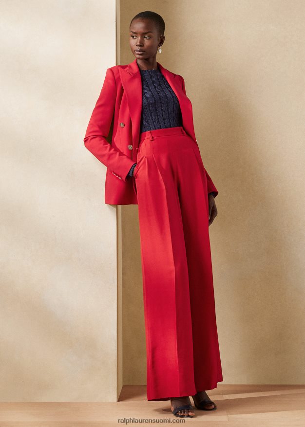 Ralph Lauren naiset graciela silkki shantung housut 0Z24ZR3515 rouge