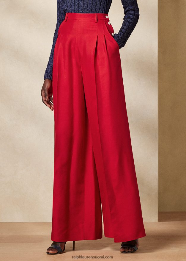 Ralph Lauren naiset graciela silkki shantung housut 0Z24ZR3515 rouge