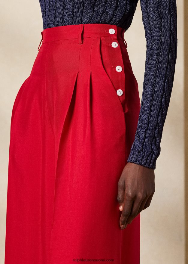 Ralph Lauren naiset graciela silkki shantung housut 0Z24ZR3515 rouge