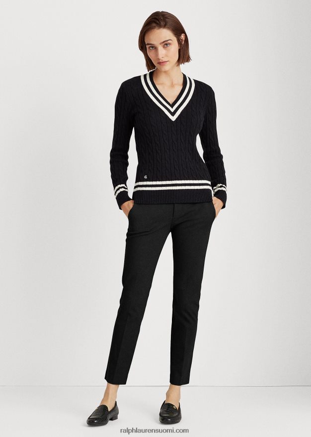 Ralph Lauren naiset joustavat puuvillahousut 0Z24ZR4478 musta