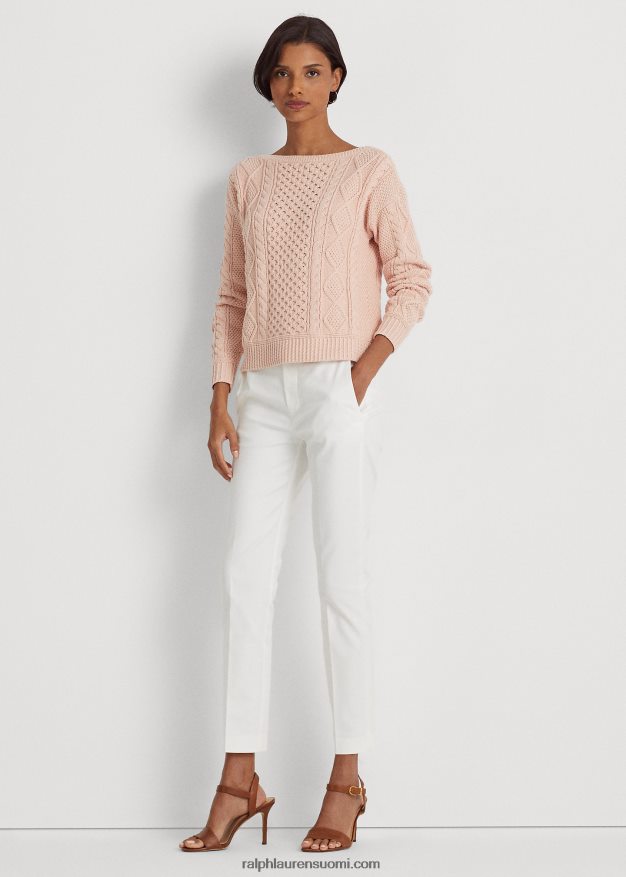 Ralph Lauren naiset joustavat puuvillasekoitehousut 0Z24ZR4065 valkoinen