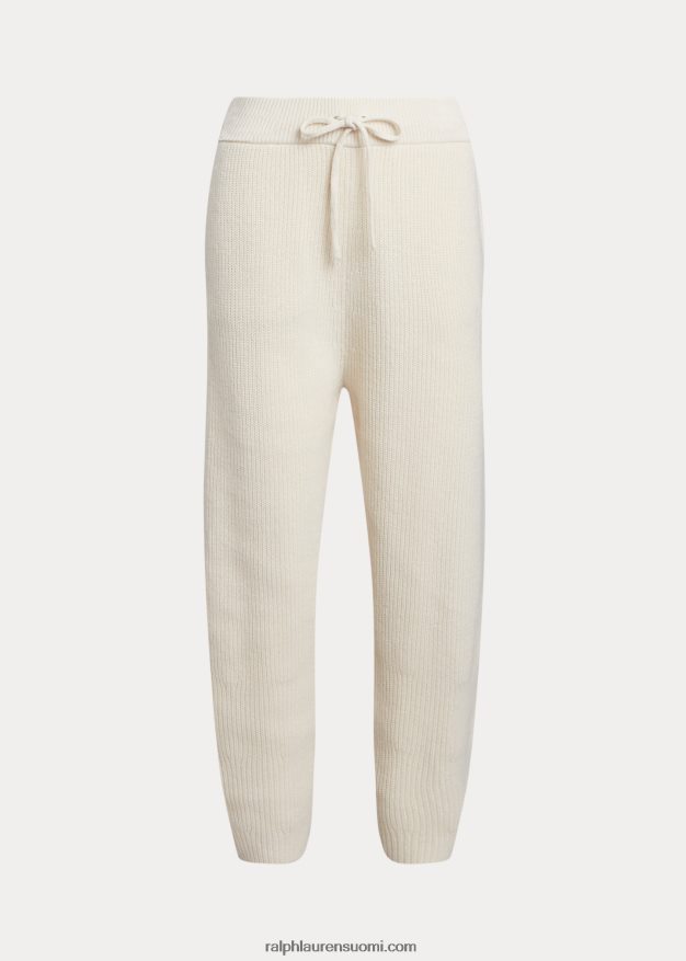 Ralph Lauren naiset joustinneulotut kashmirvilla-puserohousut 0Z24ZR3125 pergamentti kerma