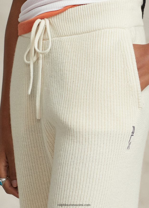 Ralph Lauren naiset joustinneulotut kashmirvilla-puserohousut 0Z24ZR3125 pergamentti kerma