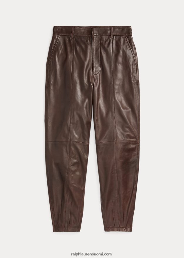 Ralph Lauren naiset karitsannahkainen kapeneva housu 0Z24ZR9203 tupakka