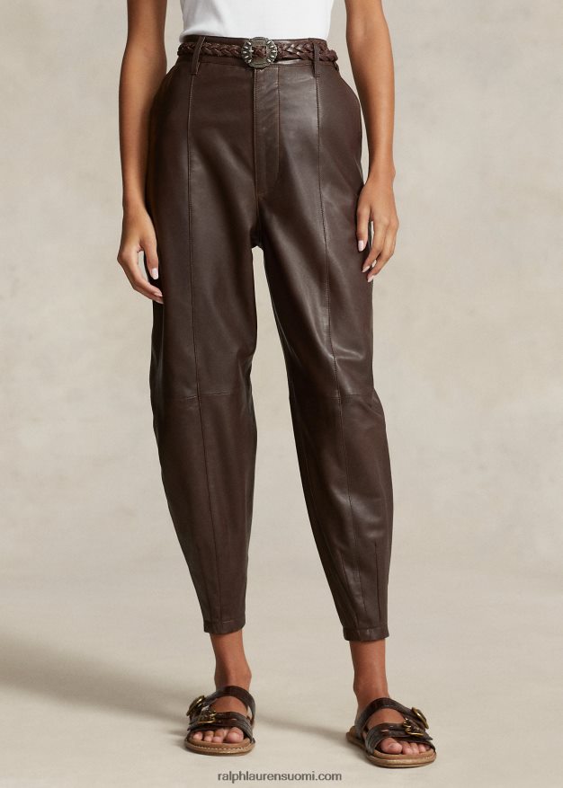Ralph Lauren naiset karitsannahkainen kapeneva housu 0Z24ZR9203 tupakka